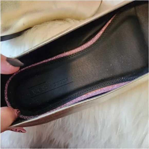 ASOS Loopy Lou Wide Fit Gold Point Toe Unicorn Ballet Flats - Picture 9 of 11